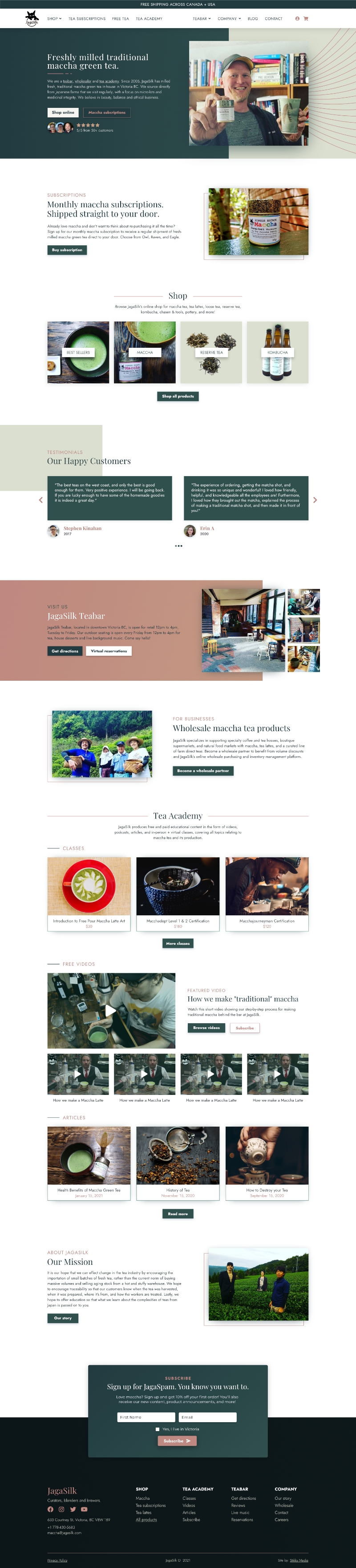 primary website mockup for Jagasilk