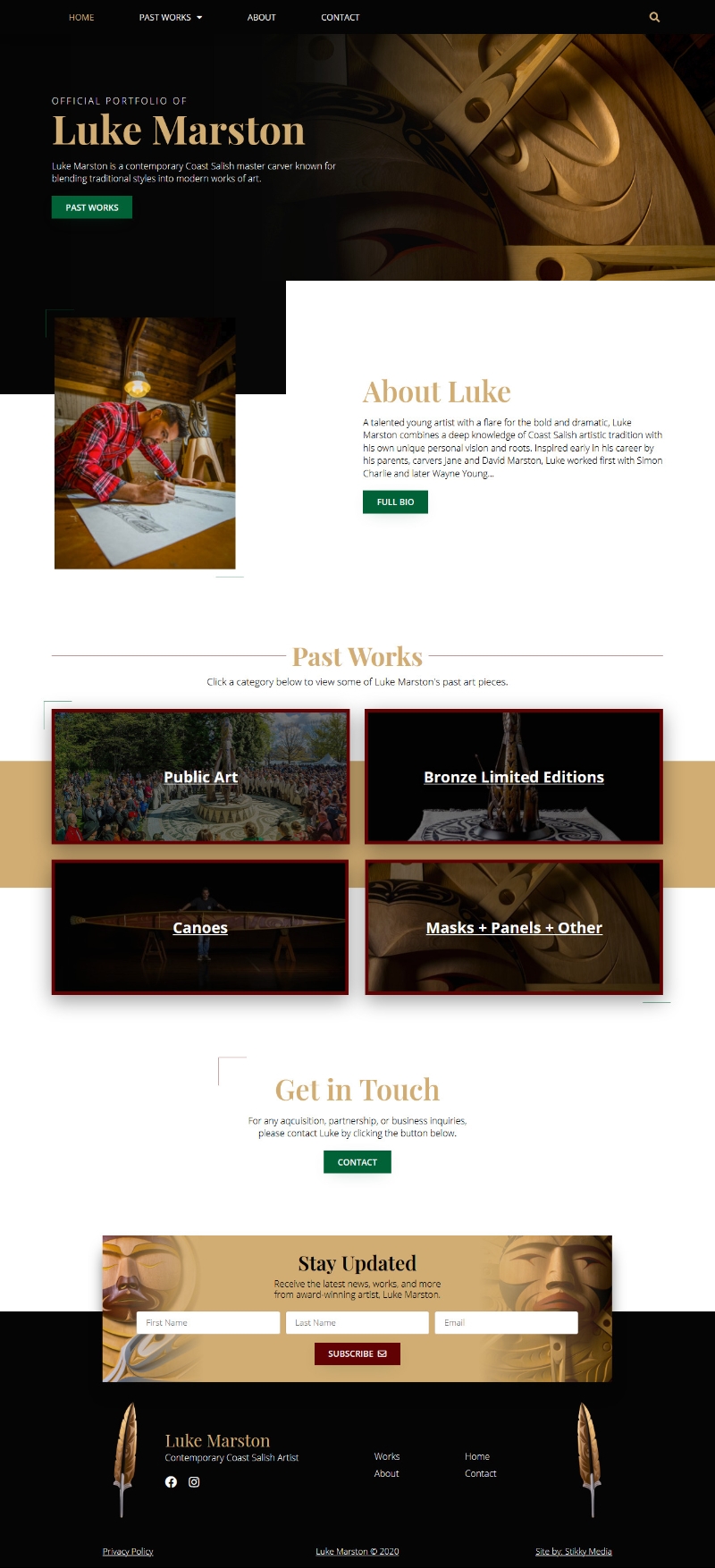 primary website mockup for Luke Marston